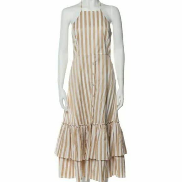 Caroline Constas Dresses | Caroline Constas Stripped Long Dress | Color: Cream | Size: S | Valeriavallejos's Closet